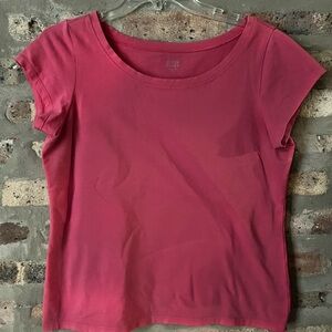 Eileen Fisher Short Sleeve Scoop Neck Top - Raspberry Pink